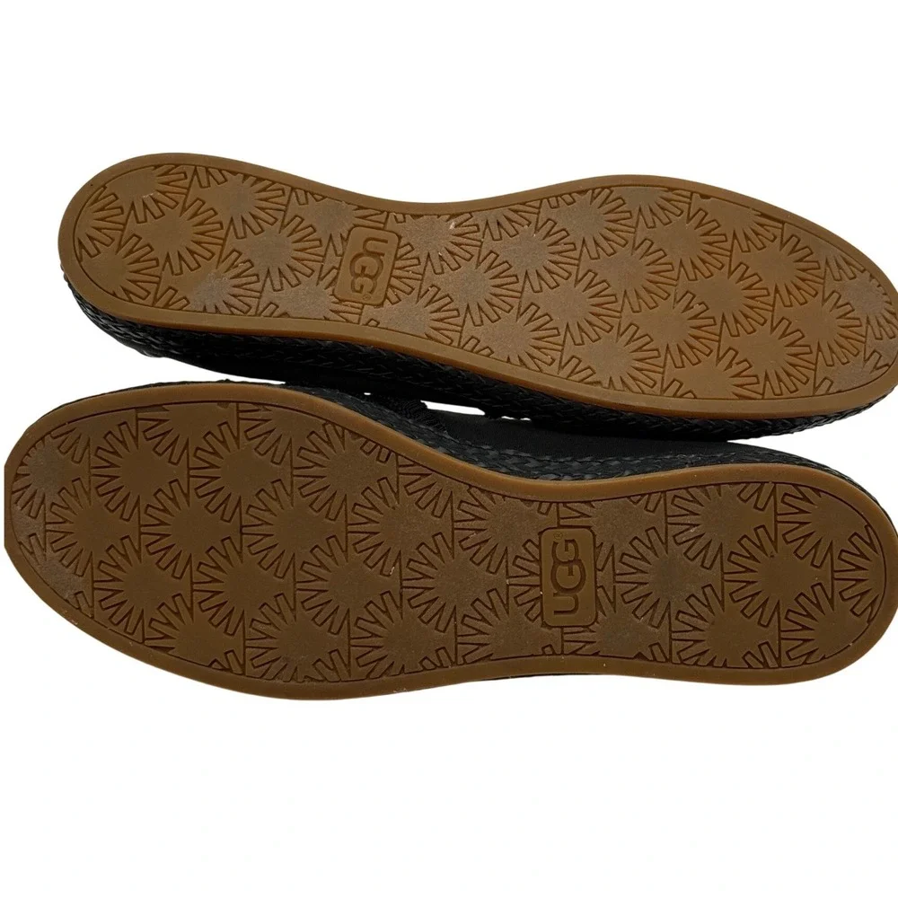 UGG Espadrille Flats Women Size 11 Black Canvas Criss Cross Slip On Casual Shoes